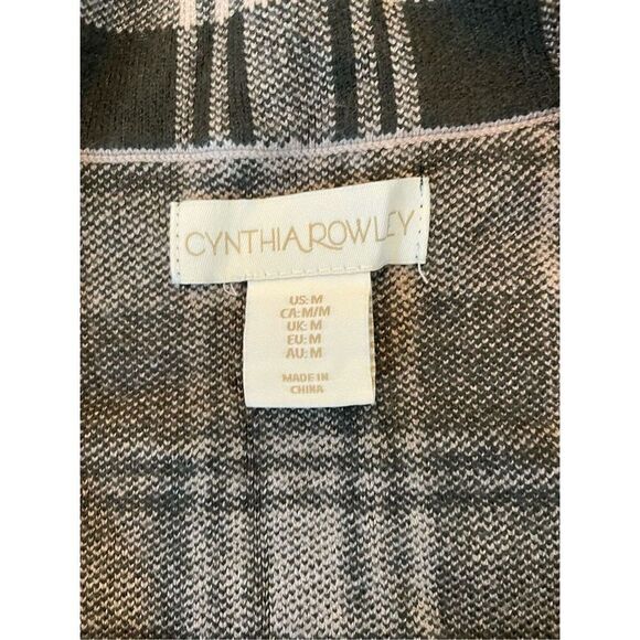 Cynthia Rowley green plaid cropped collared cardigan M - Picture 5 of 8